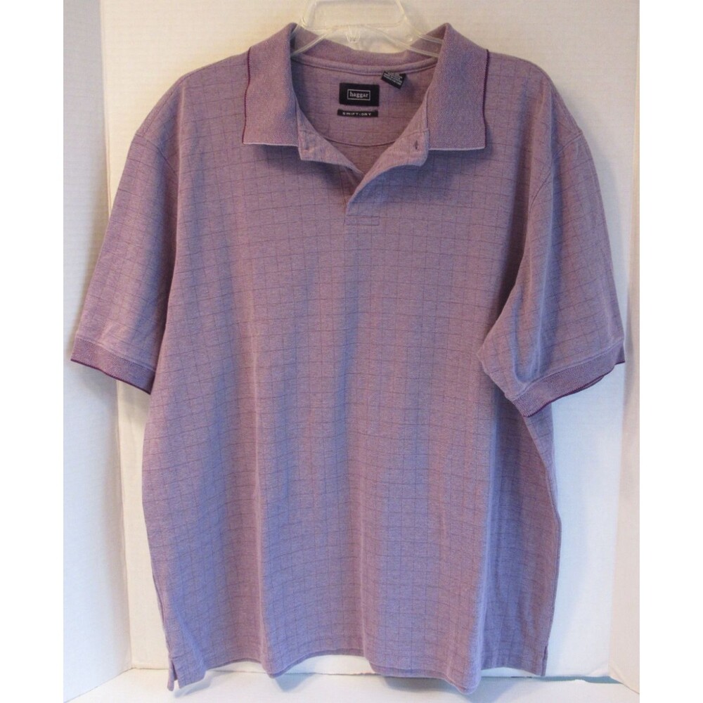Mens Haggar Purple Pullover Short Sleeve Swift Dry Polo Shirt Collared Size XL